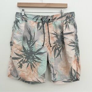 Billabong Pastel Leaf Print Board Shorts Swim Trunks Pink Mens Sz Large